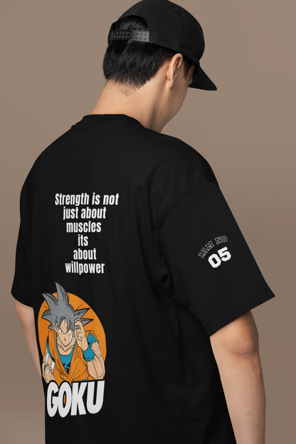 Saiyan Spirit: Goku-Inspired Black Oversized Tee