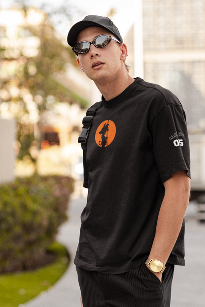 Saiyan Spirit: Goku-Inspired Black Oversized Tee