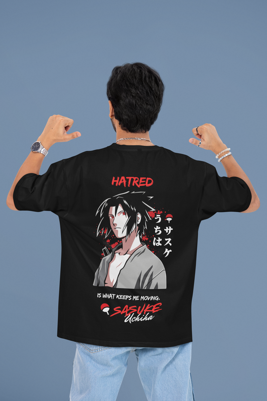 Black oversize unisex uchiha tshirt