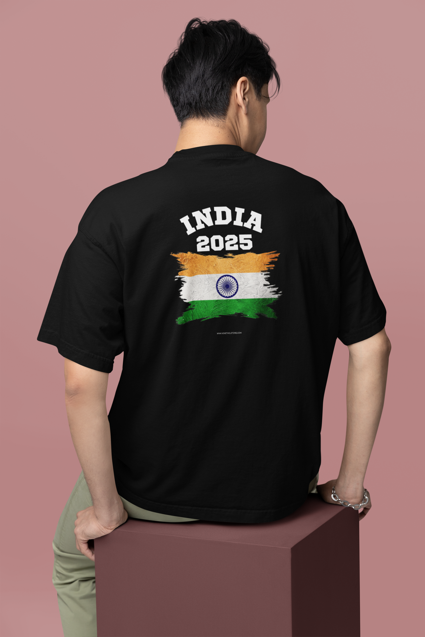 India 2025 Oversize Tee black