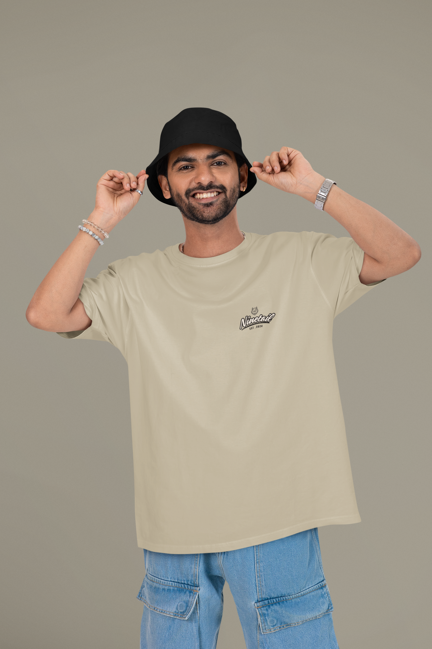 Naruto Beige Oversized Tee with Personalized Numerology Touch