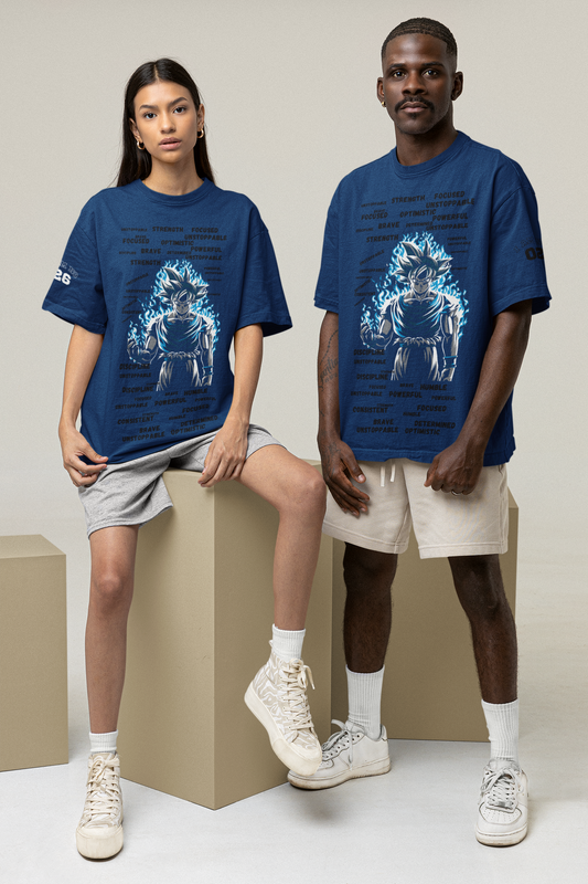 Blue oversize tee inspired by goku