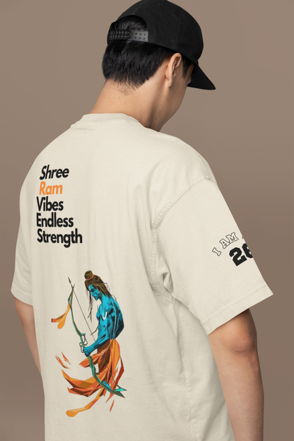 Baige oversize tee shree ram edition