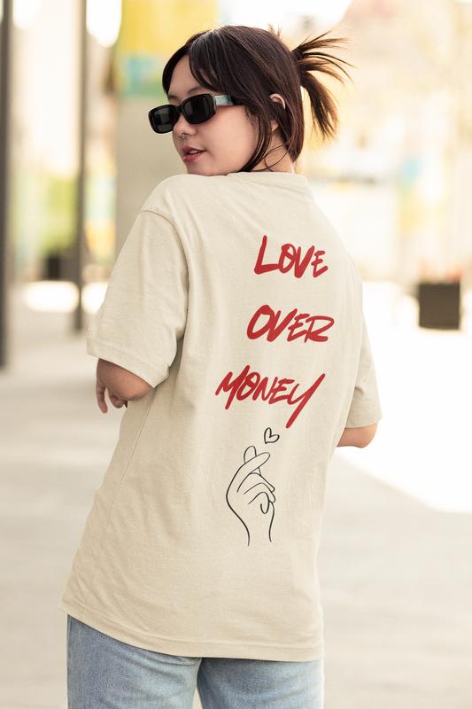 Love over money oversize tshirt beige colour