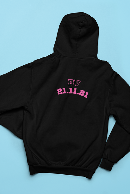 Custom Black Hoodie – "All You Need is Love" + Personalization on the Back